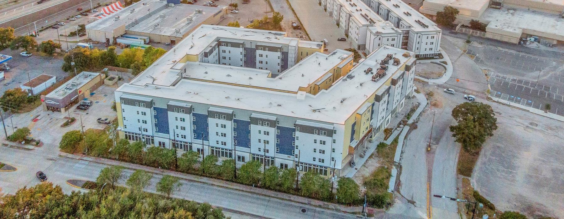 a high angle view of a building